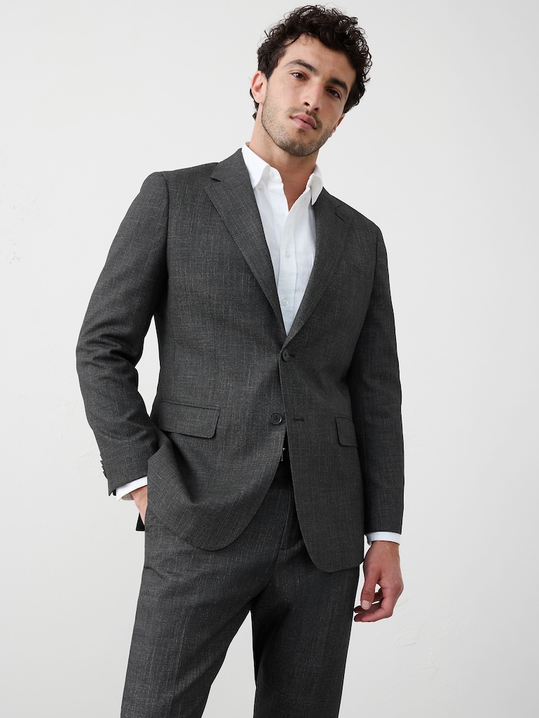Tailored-Fit Crosshatch Suit Jacket