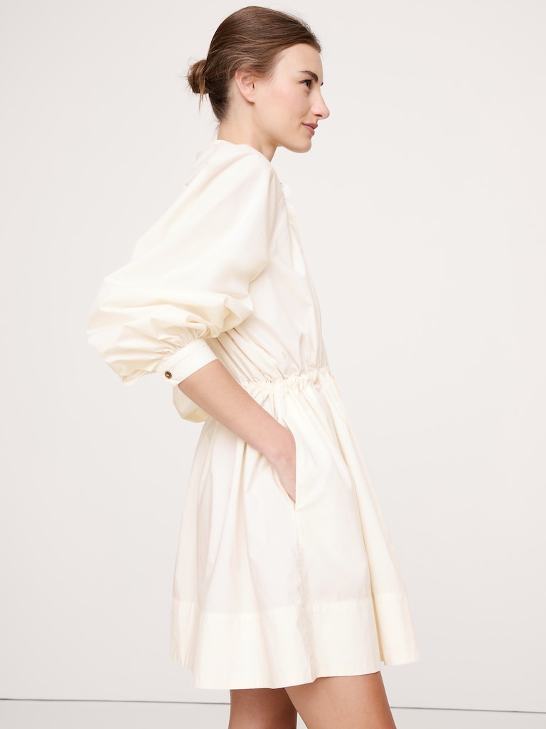 Cotton Poplin Mini Shirtdress
