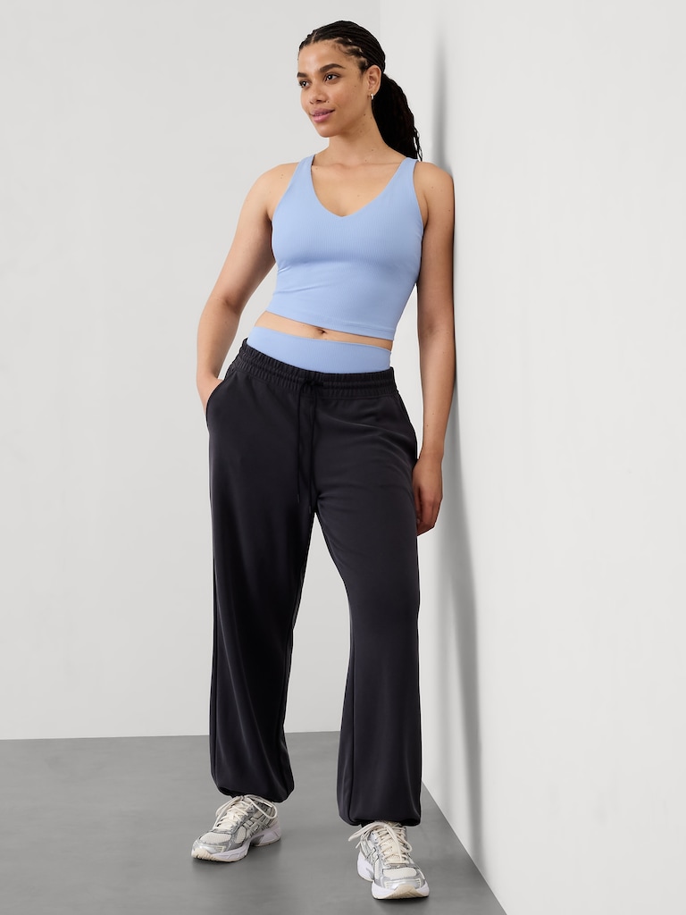 Transcend V Neck Rib Crop Sports Bra A-C