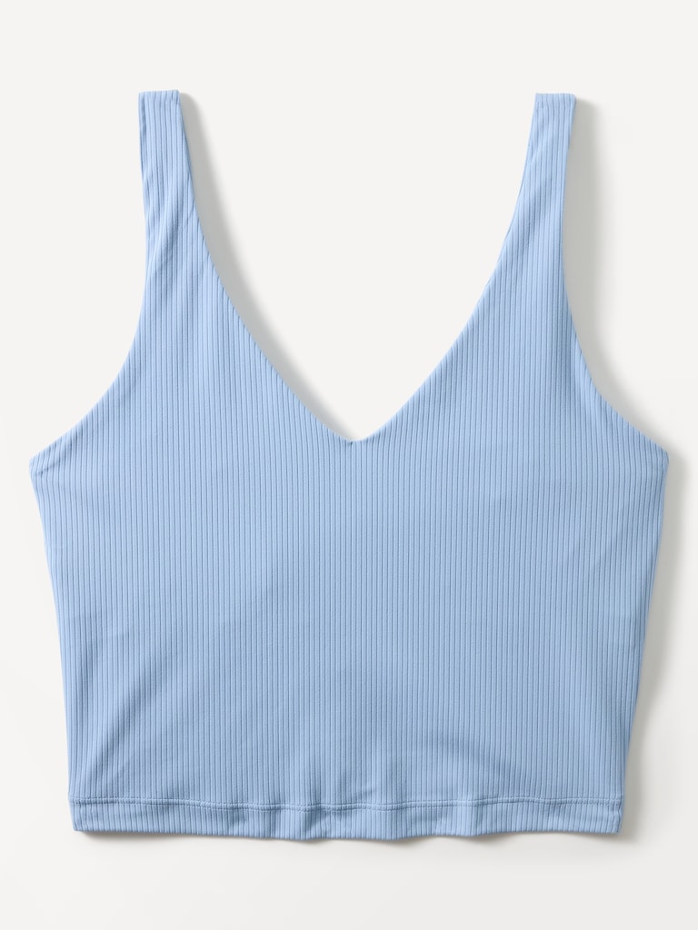 Transcend V Neck Rib Crop Sports Bra A-C