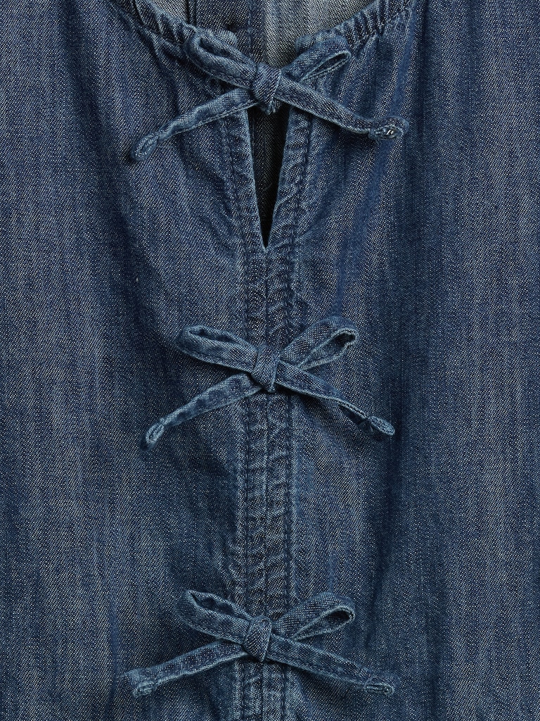 Kids Denim Puff-Sleeve Dress