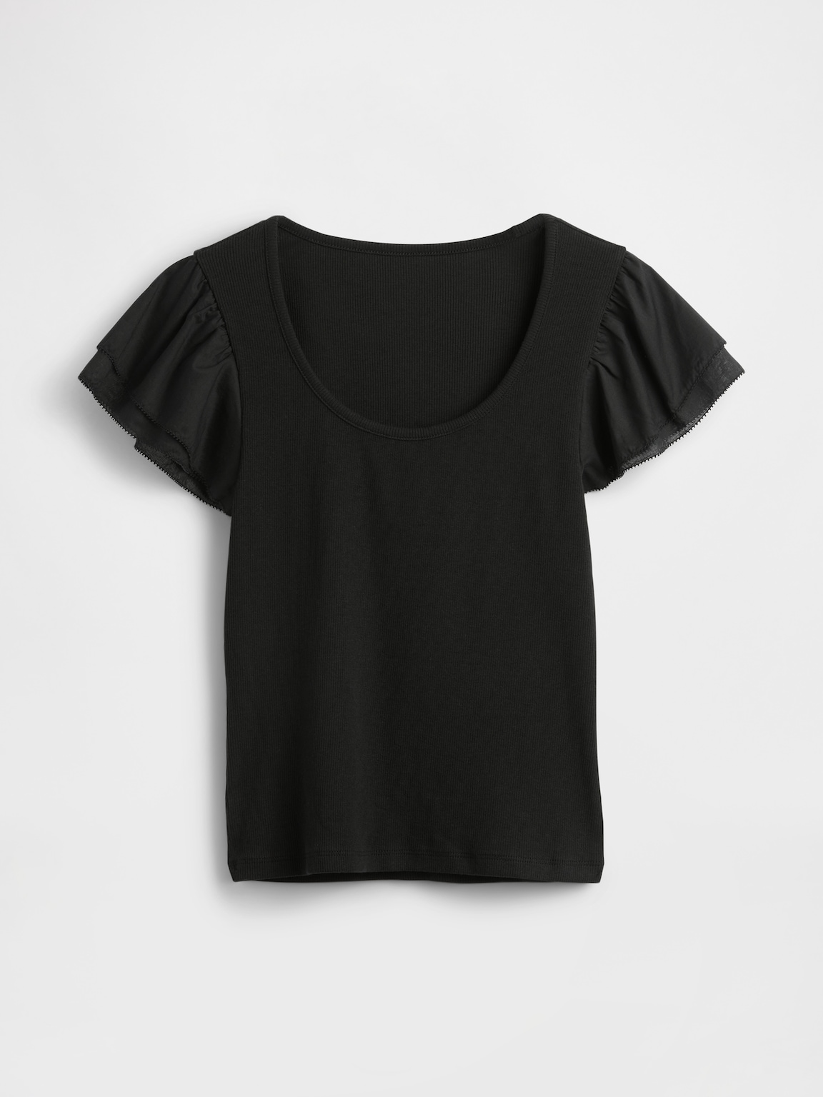 Modern Ruffle Puff-Sleeve Crop T-Shirt