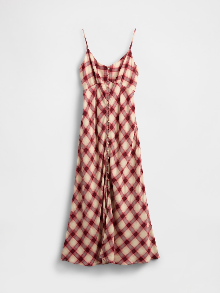 Button-Front Cami Maxi Dress