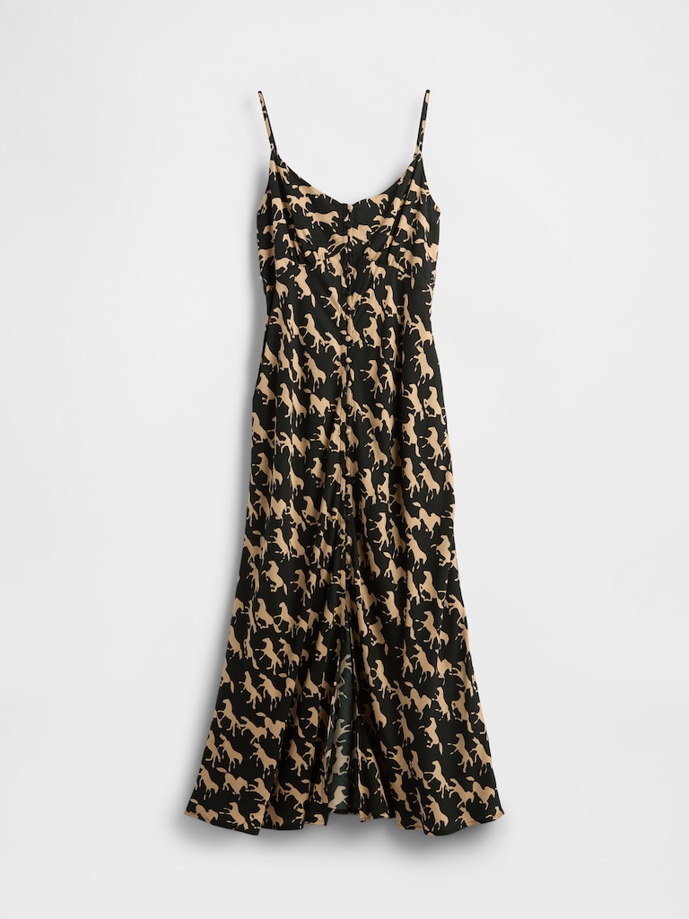 Button-Front Cami Maxi Dress
