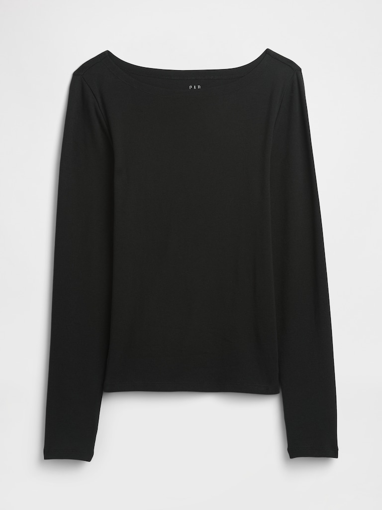 Modern Ribbed Boatneck T-Shirt