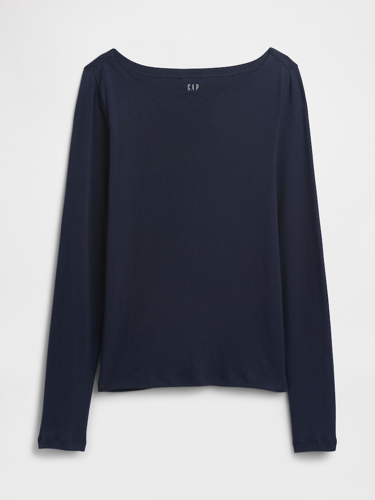 Modern Ribbed Boatneck T-Shirt