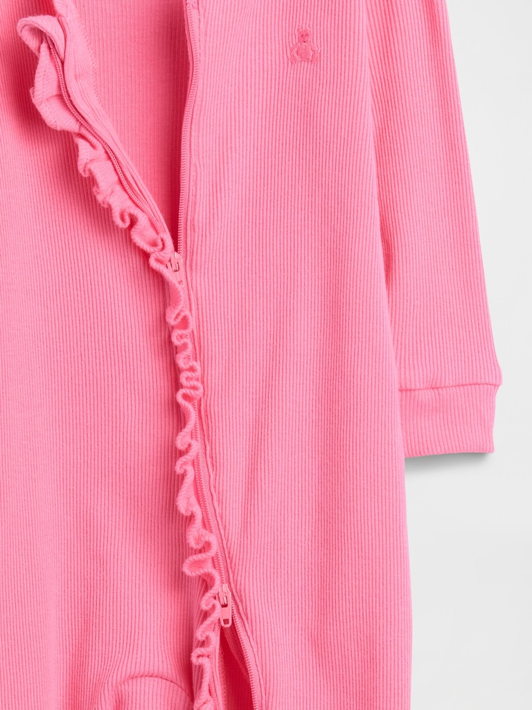 Baby Ribbed Two-Way Zip One-Piece