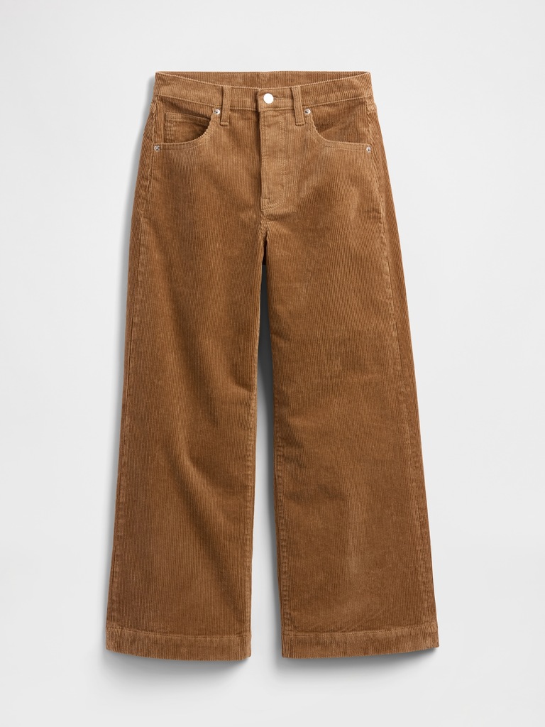High Rise Wide-Leg Crop Corduroy Pants