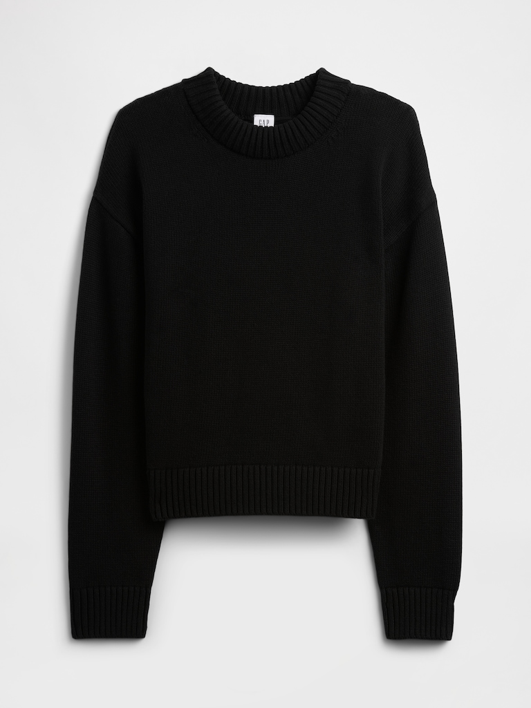 Relaxed Cropped Crewneck Sweater