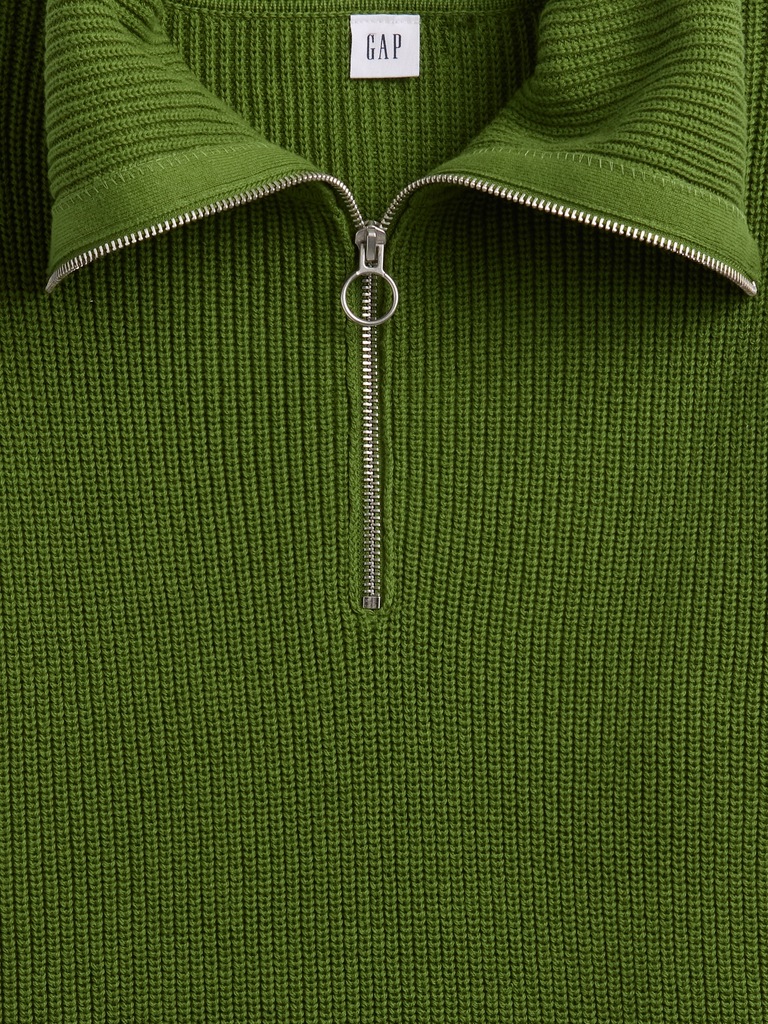 Relaxed Ribbed Quarter-Zip Sweater