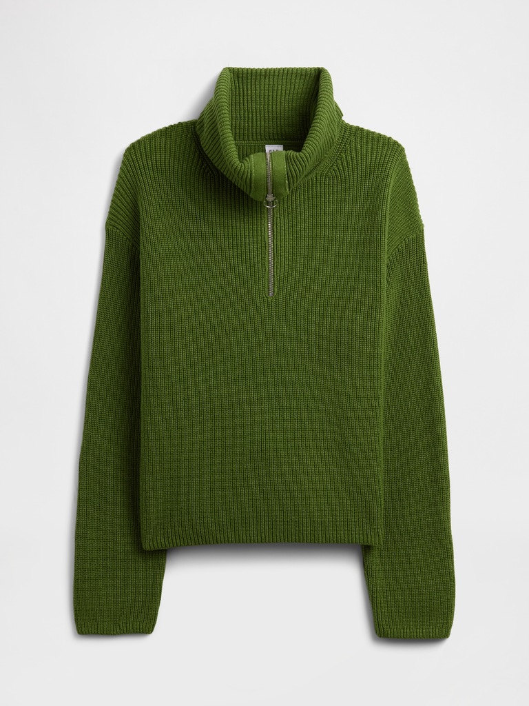 Relaxed Ribbed Quarter-Zip Sweater