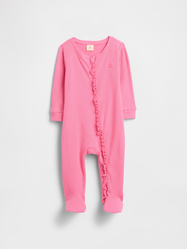 Baby Ribbed Two-Way Zip One-Piece