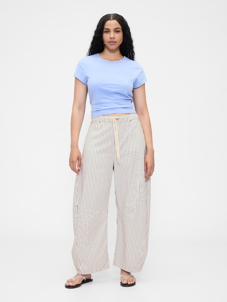 High Rise Denim Stripe Horseshoe Jeans