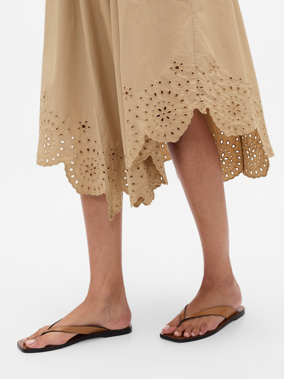 Mixed Media Handkerchief Hem Midi Dress