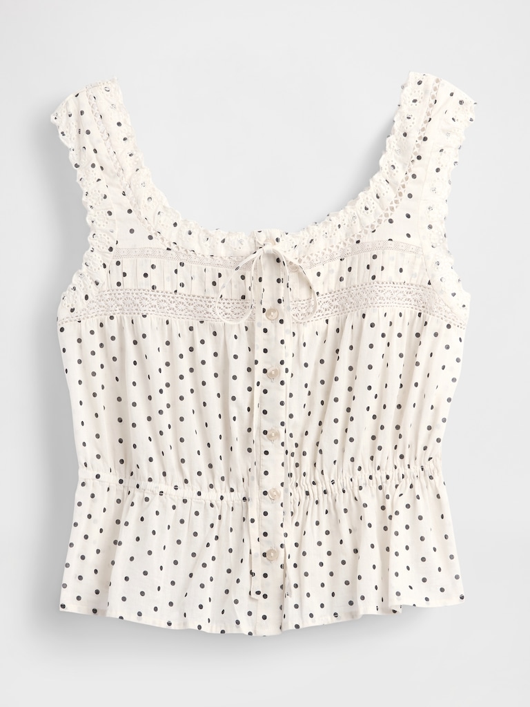 Lace-Trim Peplum Top