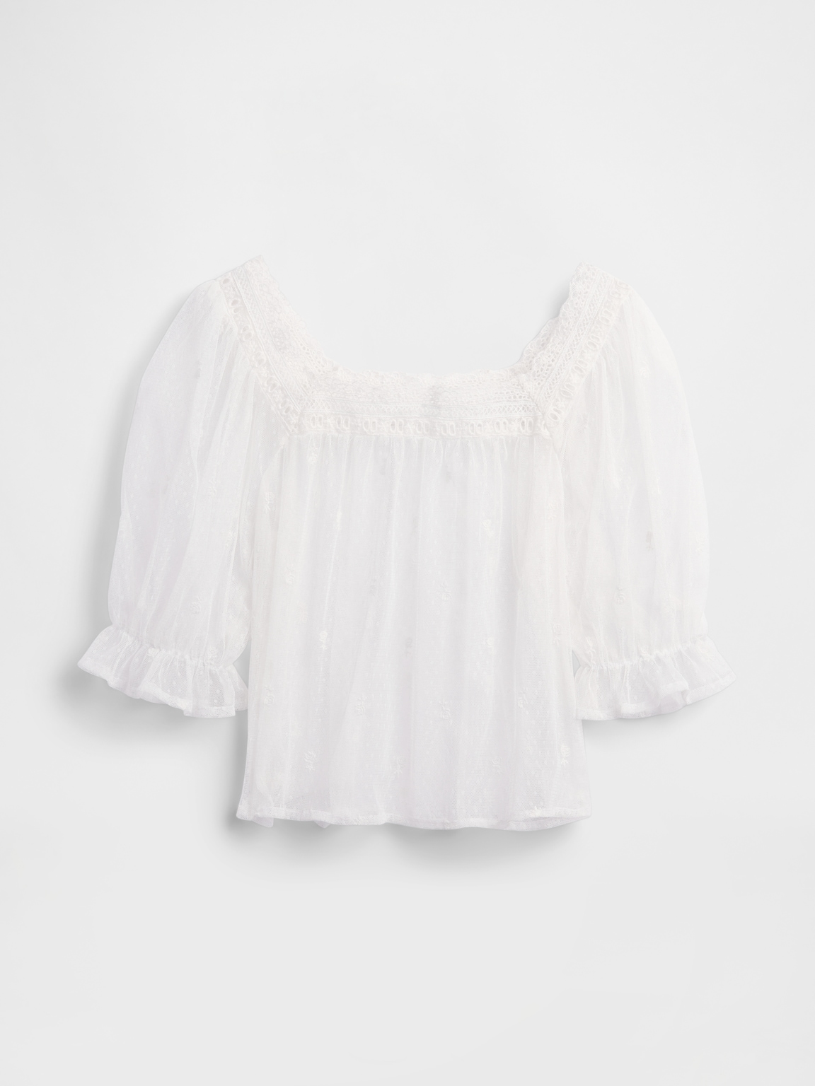 Sheer Tulle Embroidered Top