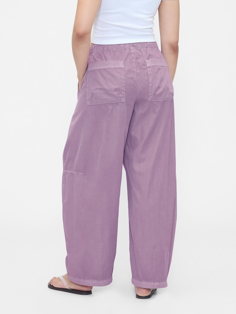 Mid Rise Barrel Parachute Pants