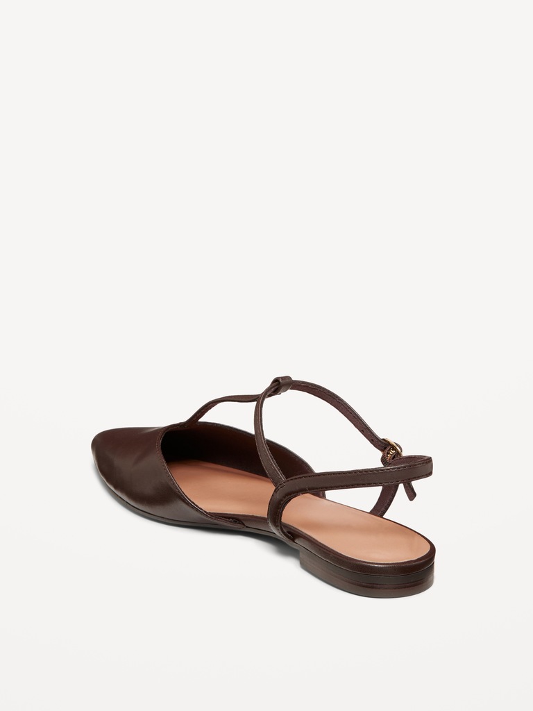 Faux-Leather Mary Jane T-Strap Flats for Women
