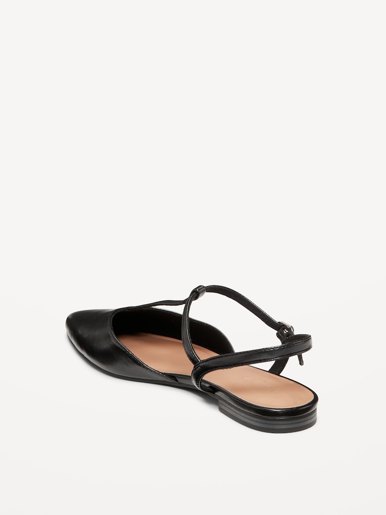 Faux-Leather Mary Jane T-Strap Flats for Women