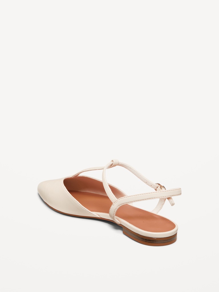 Faux-Leather Mary Jane T-Strap Flats for Women