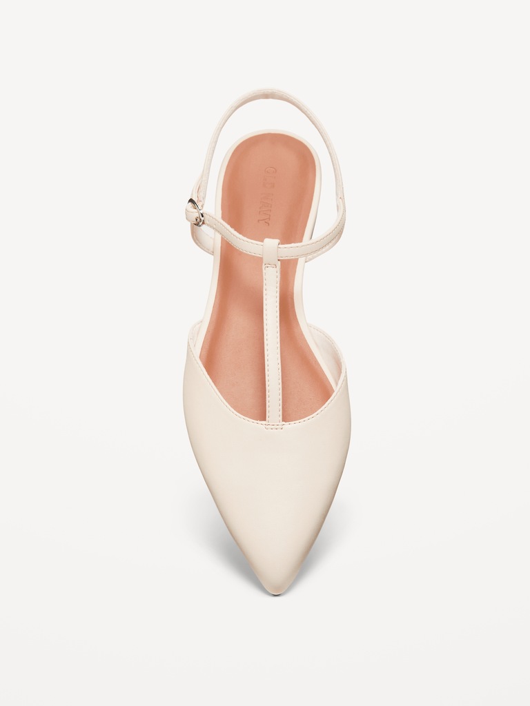 Faux-Leather Mary Jane T-Strap Flats for Women