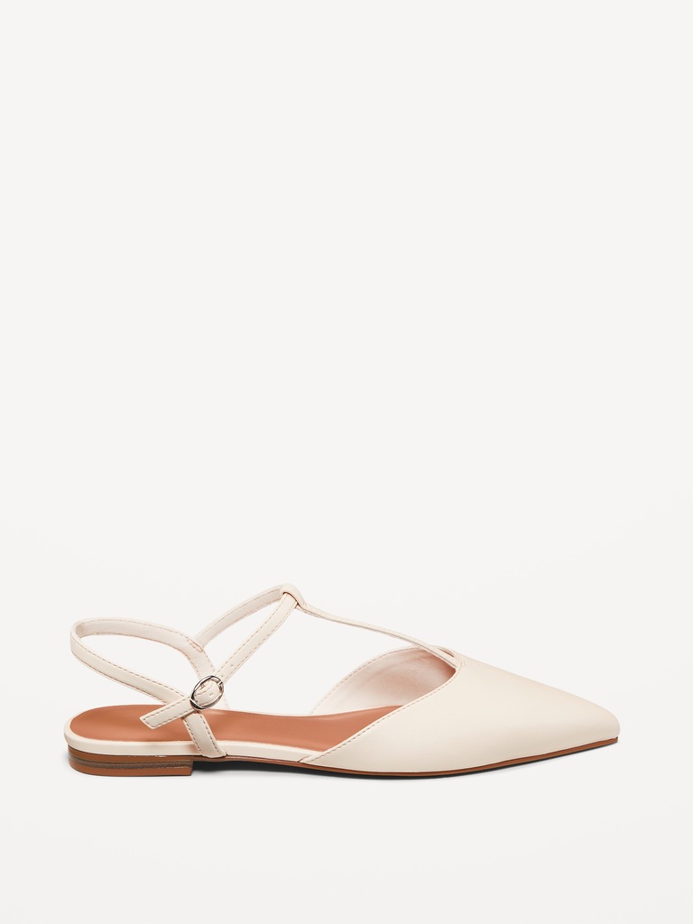 Faux-Leather Mary Jane T-Strap Flats for Women