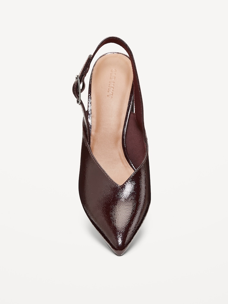 Faux-Leather Slingback Heels for Women