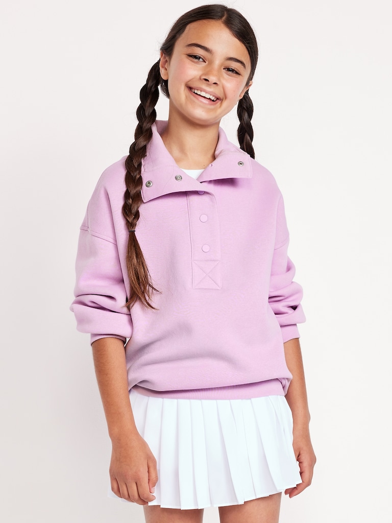 Oversized Snap-Button Sweatshirt for Girls