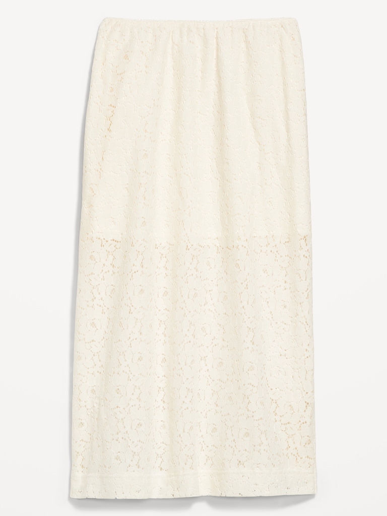 High-Waisted Lace Midi Skirt