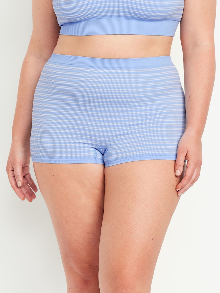 Mid-Rise Seamless Ribbed Boyshort Underwear