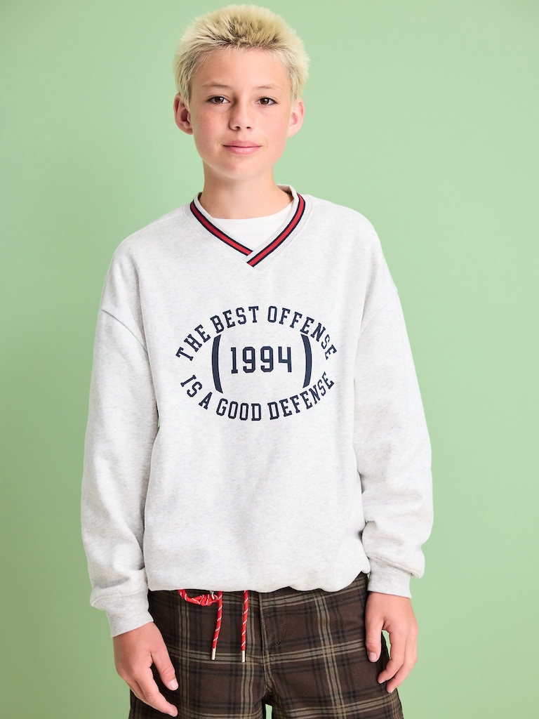 Oversized V-Neck Graphic Sweatshirt for Boys