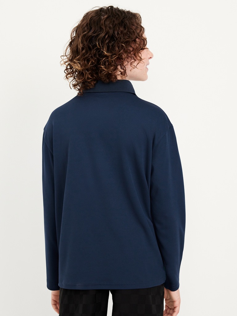 Oversized Long-Sleeve Collared Soccer Top for Boys