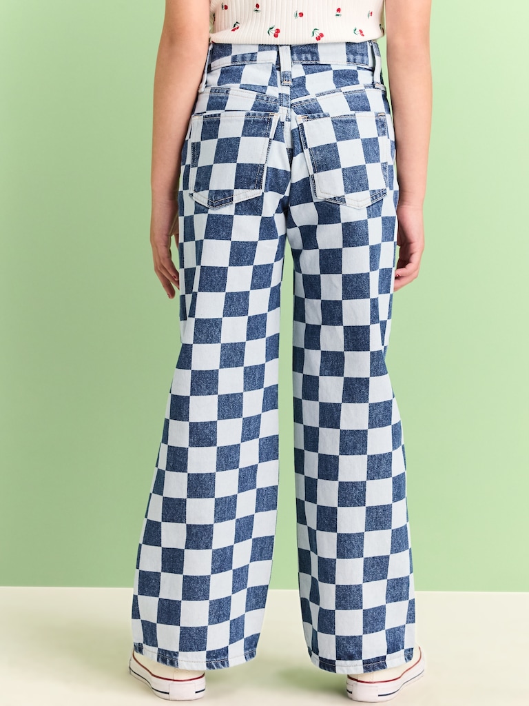 Printed Baggy Wide-Leg Jeans for Girls