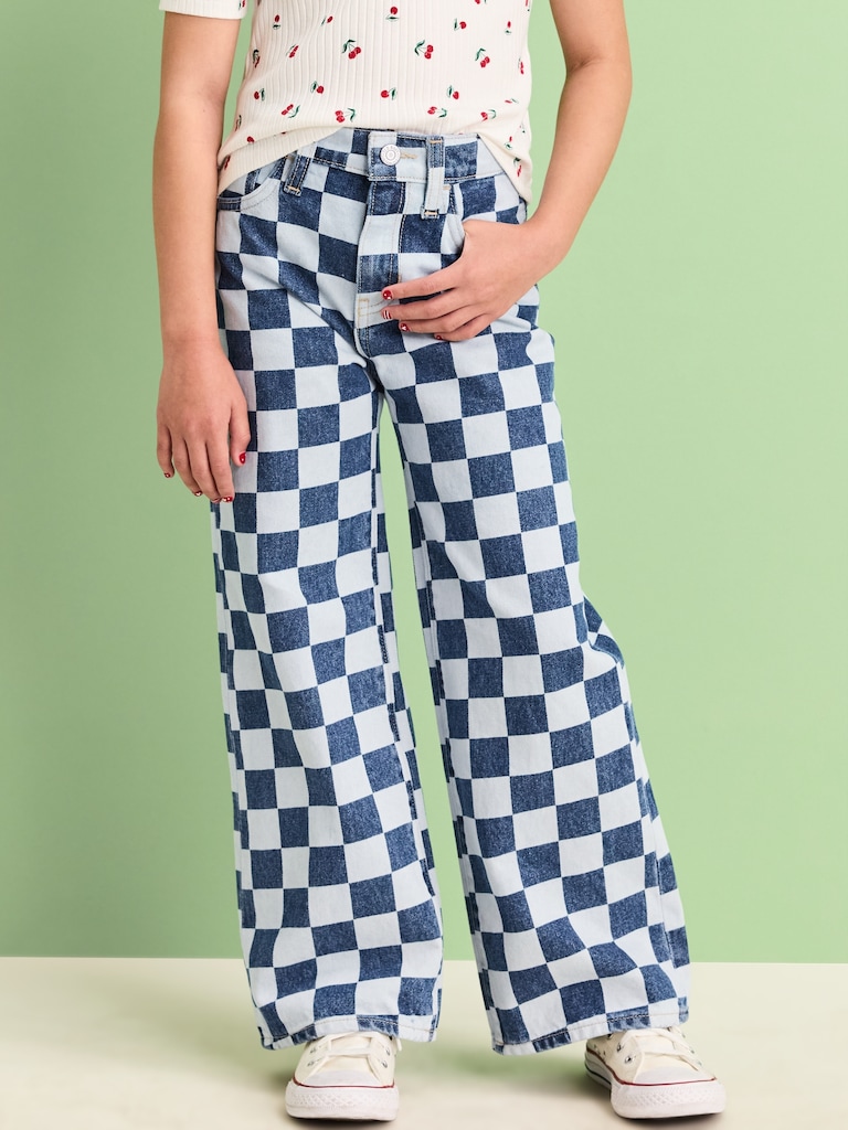 Printed Baggy Wide-Leg Jeans for Girls