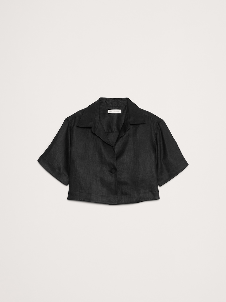 Oversized Linen Cropped Resort Shirt