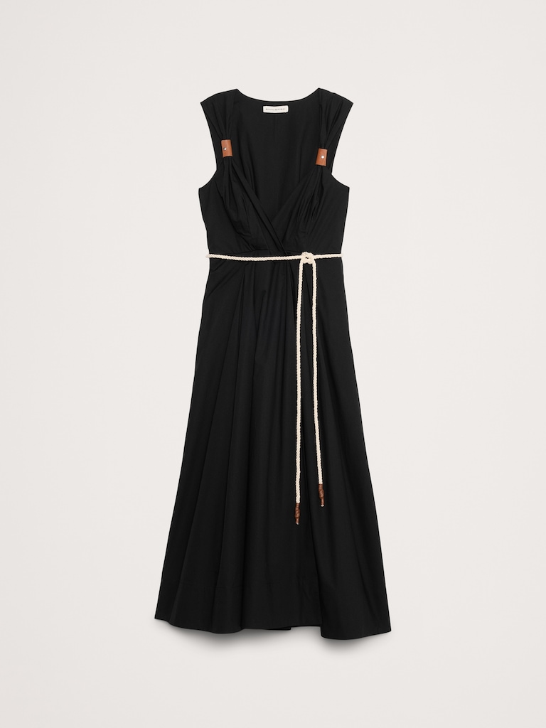 Cotton Poplin Wrap Maxi Dress