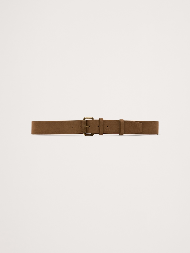Leather Belt with Covered Roller Buckle