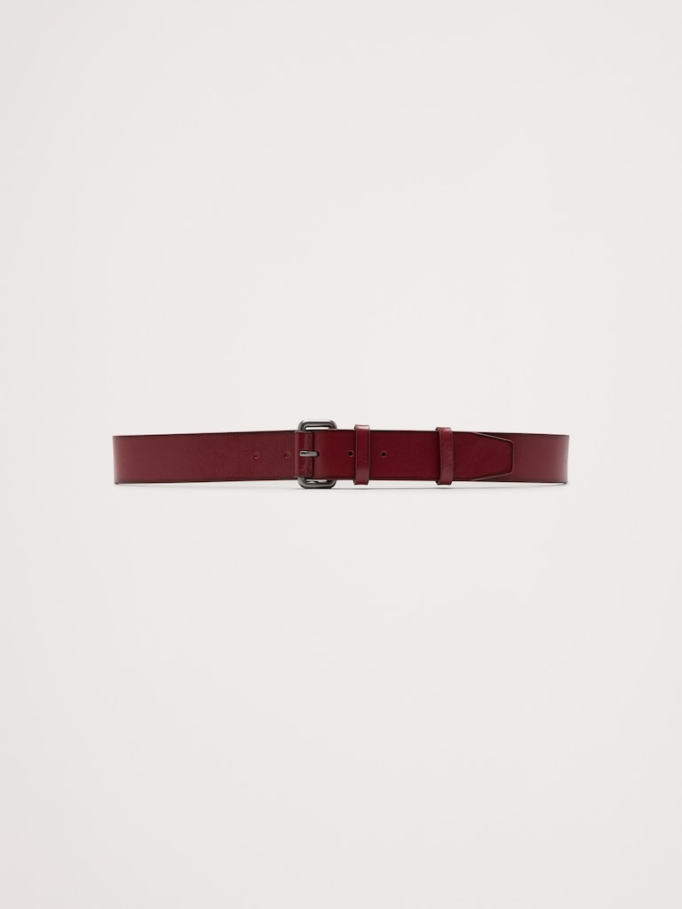 Leather Belt with Covered Roller Buckle