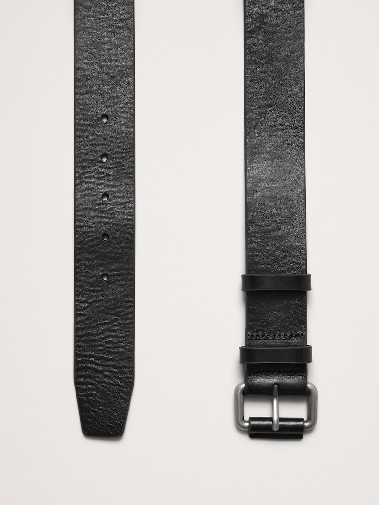 Leather Belt with Covered Roller Buckle
