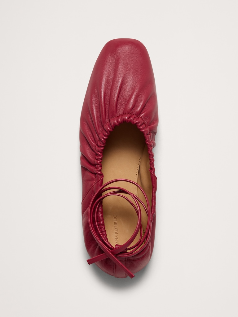 Ruched Leather Ballet Flat