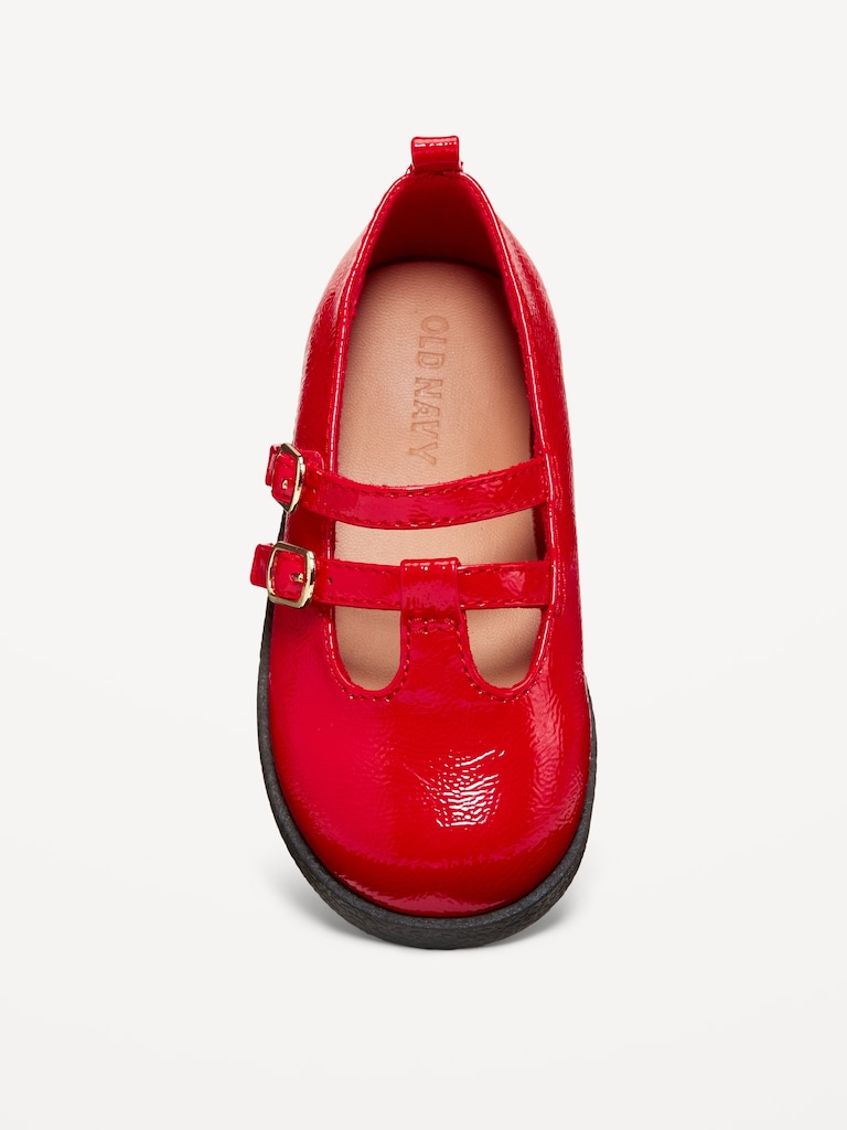 Shiny Faux-Leather Double-Buckle Mary Jane Shoes for Toddler Girls