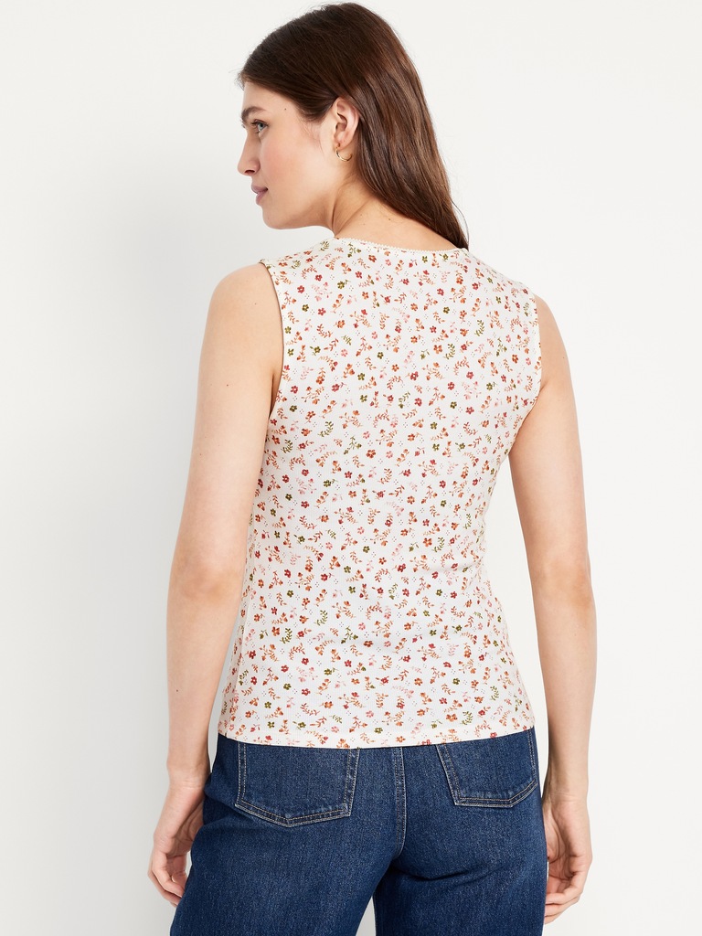Trapeze-Neck Floral Top
