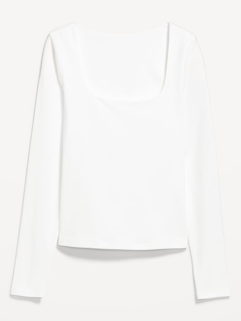 Fitted Double-Layer Scoop-Neck Top