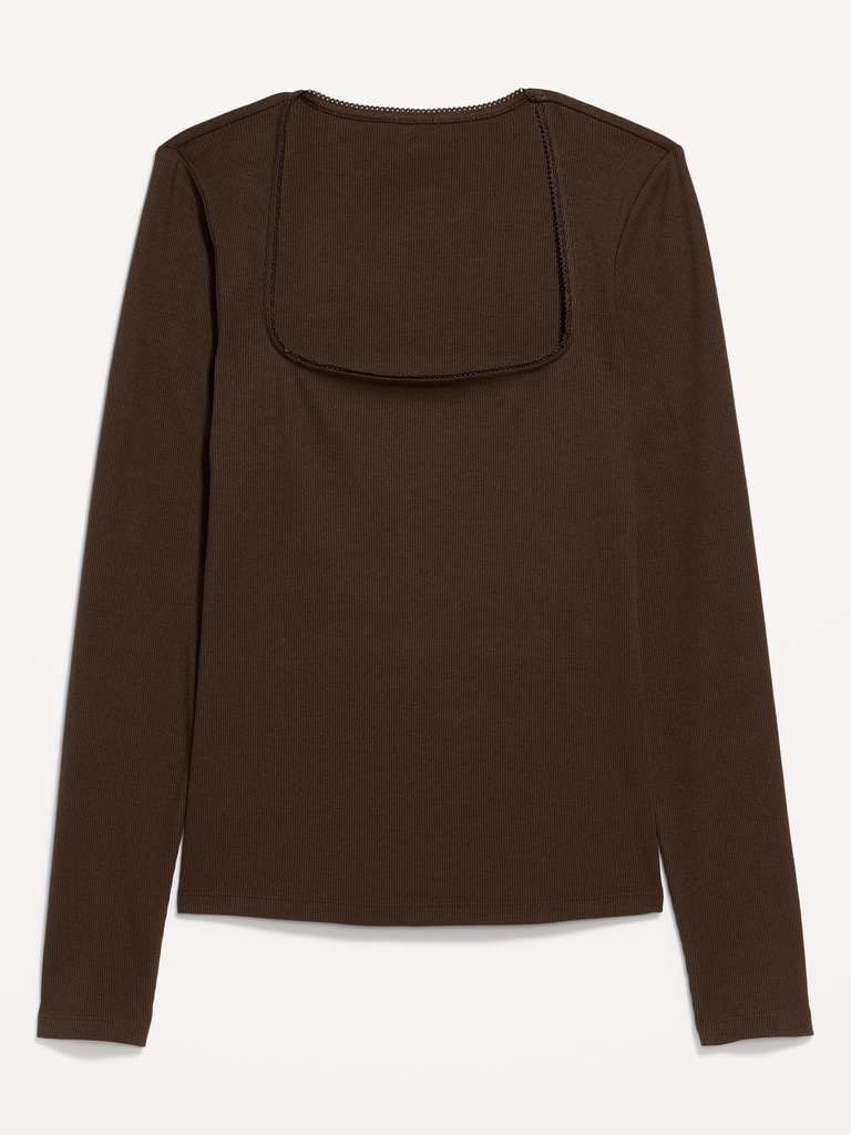 Long-Sleeve Square-Neck Top