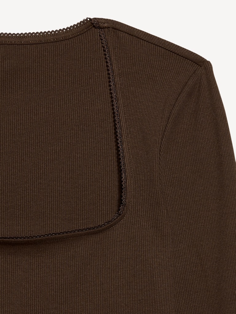 Long-Sleeve Square-Neck Top
