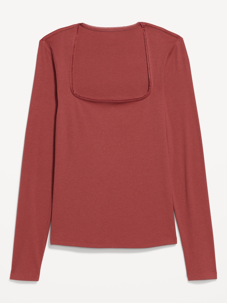 Long-Sleeve Square-Neck Top