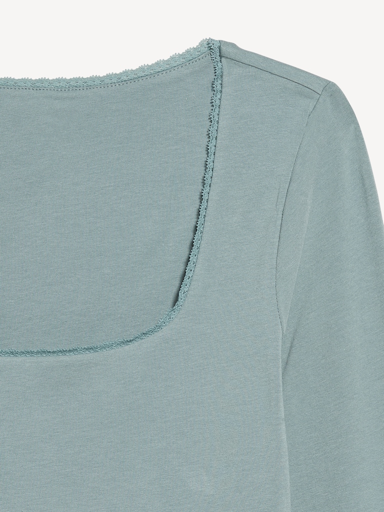 Fitted Double-Layer Scoop-Neck Top