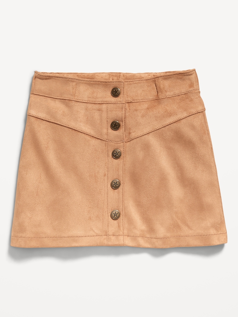 Button-Front Faux-Suede Skirt for Toddler Girls