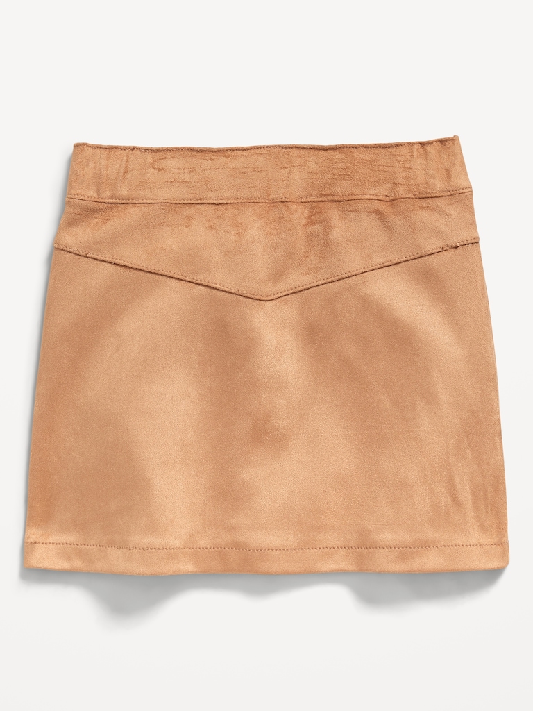 Button-Front Faux-Suede Skirt for Toddler Girls