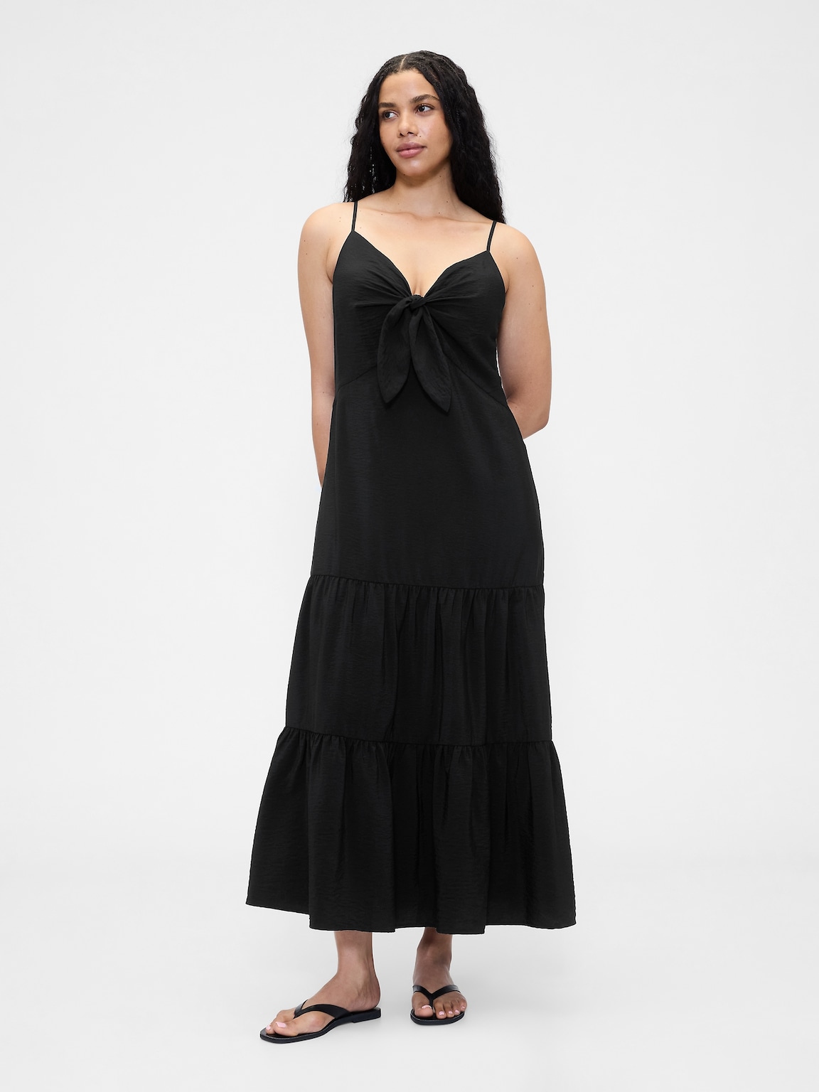 Tie-Front Tiered Maxi Dress